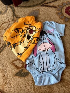 Disney Tigger Orange & Eeyore Light Blue Baby One-Piece Bodysuit Set